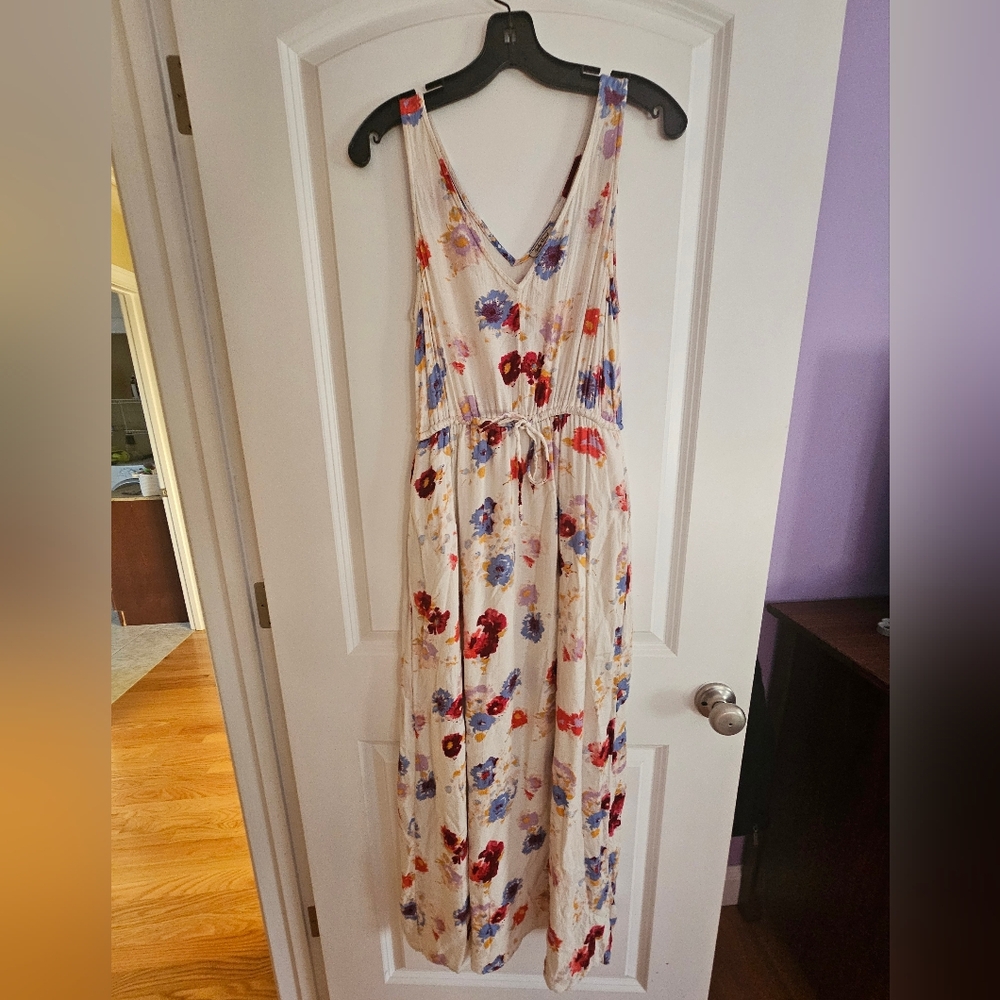 Lucky Brand Floral V-Neck Maxi Dress Size XS/S with Pockets